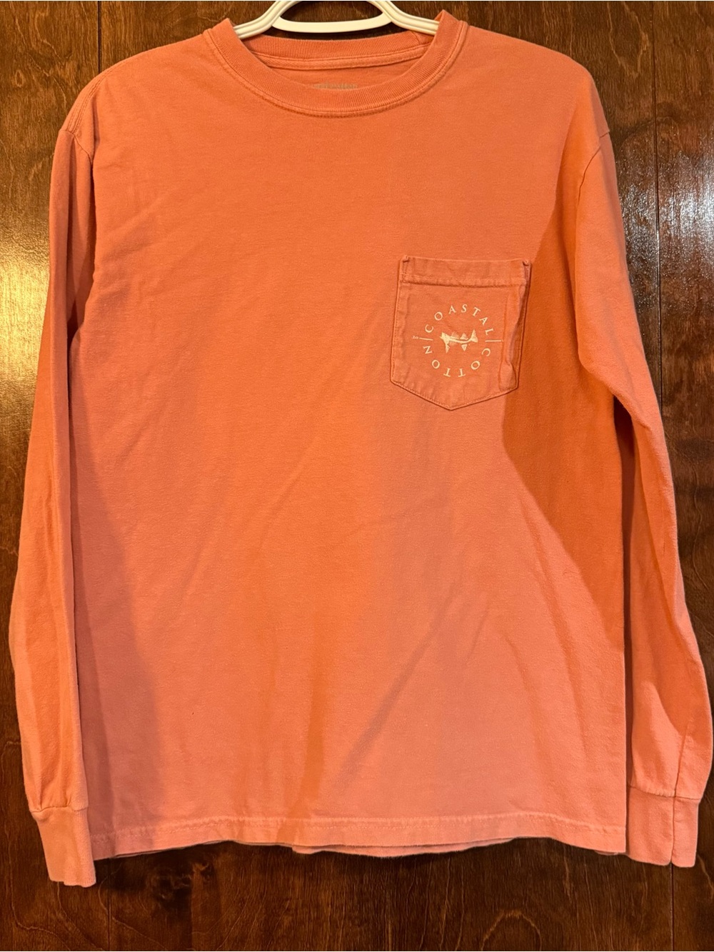 Coastal Cotton Tarpon Fish Long Sleeve Pocket Tee Men’s Small Orange